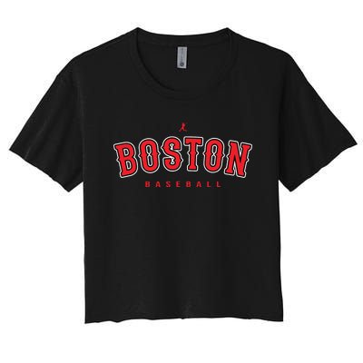 Boston City Baseball Retro Vintage Baseball Lover Boston Women's Crop Top Tee