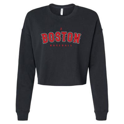 Boston City Baseball Retro Vintage Baseball Lover Boston Cropped Pullover Crew