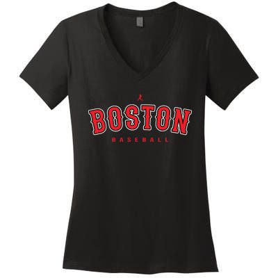 Boston City Baseball Retro Vintage Baseball Lover Boston Women's V-Neck T-Shirt