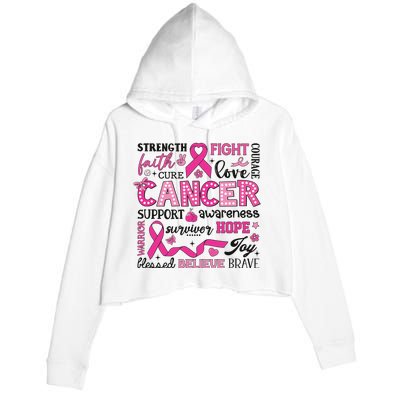 Breast Cancer Crop Fleece Hoodie