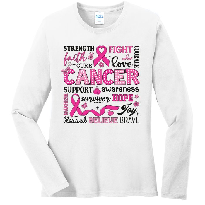 Breast Cancer Ladies Long Sleeve Shirt