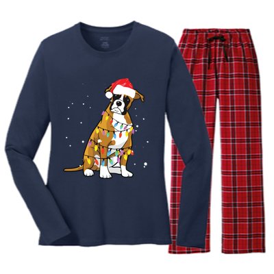 Boxer Christmas Boxer Dog Christmas Gift Women's Long Sleeve Flannel Pajama Set 