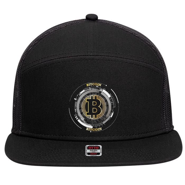 Bitcoin Coin Btc Crypto Currency Traders Blockchain Miners 7 Panel Mesh Trucker Snapback Hat
