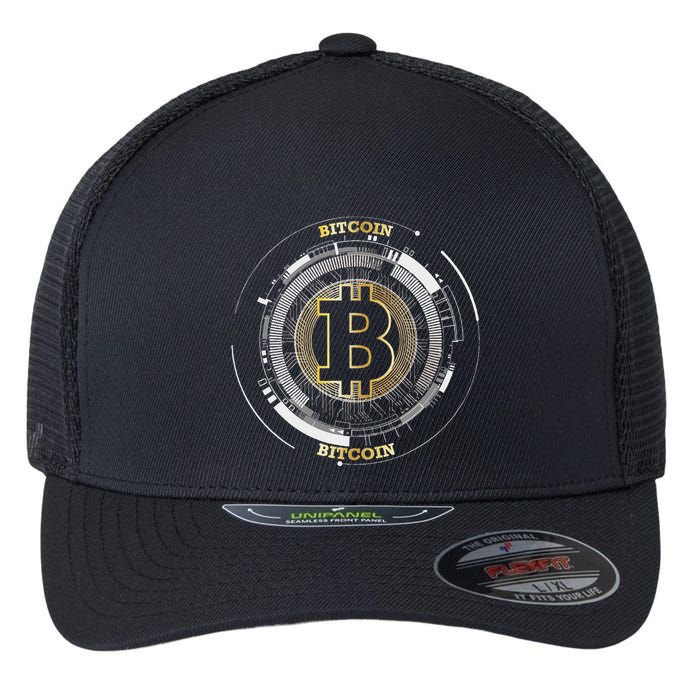 Bitcoin Coin Btc Crypto Currency Traders Blockchain Miners Flexfit Unipanel Trucker Cap