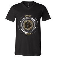 Bitcoin Coin Btc Crypto Currency Traders Blockchain Miners V-Neck T-Shirt