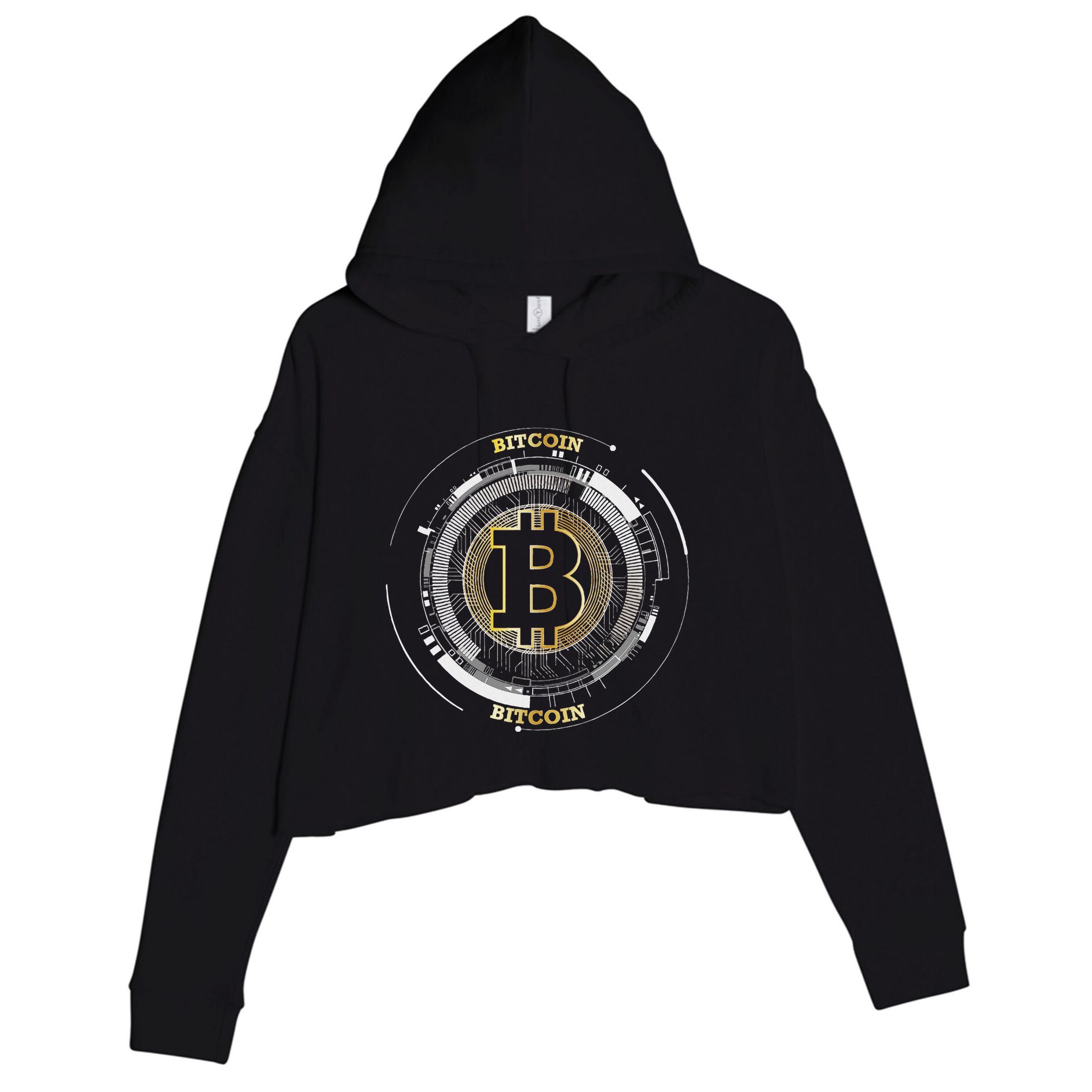 Bitcoin Coin Btc Crypto Currency Traders Blockchain Miners Crop Fleece Hoodie