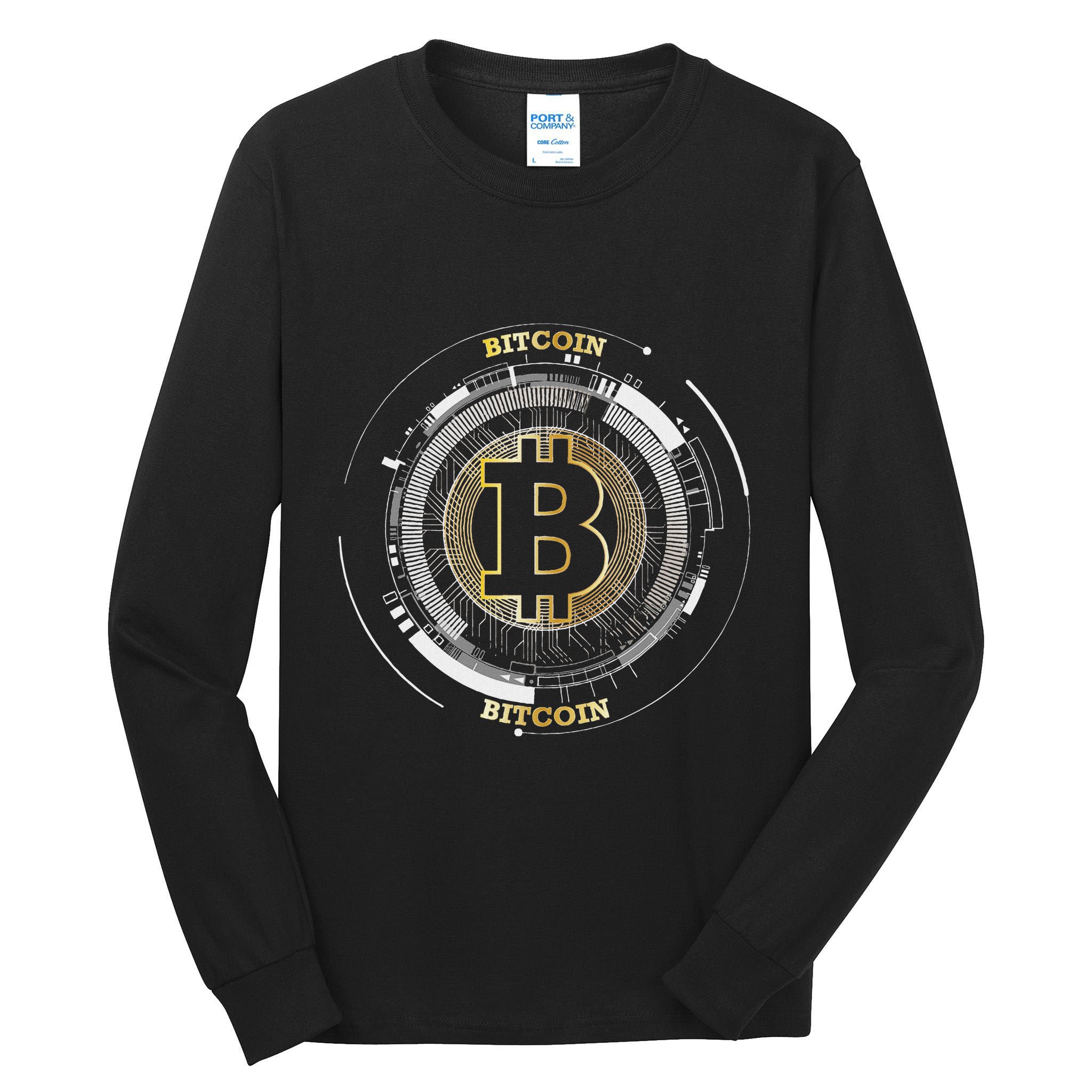 Bitcoin Coin Btc Crypto Currency Traders Blockchain Miners Tall Long Sleeve T-Shirt