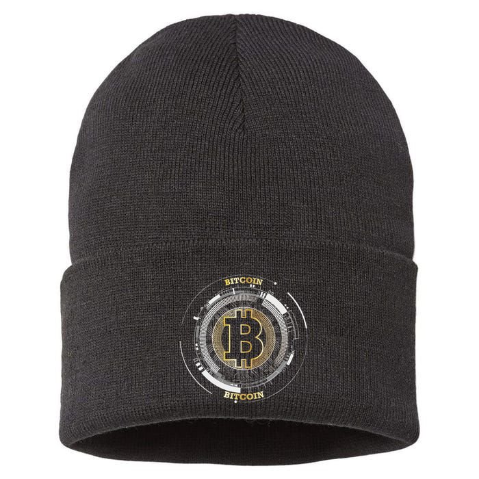 Bitcoin Coin Btc Crypto Currency Traders Blockchain Miners Sustainable Knit Beanie