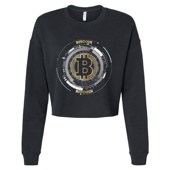 Bitcoin Coin Btc Crypto Currency Traders Blockchain Miners Cropped Pullover Crew