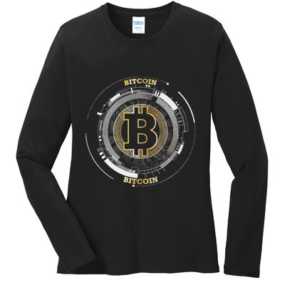 Bitcoin Coin Btc Crypto Currency Traders Blockchain Miners Ladies Long Sleeve Shirt
