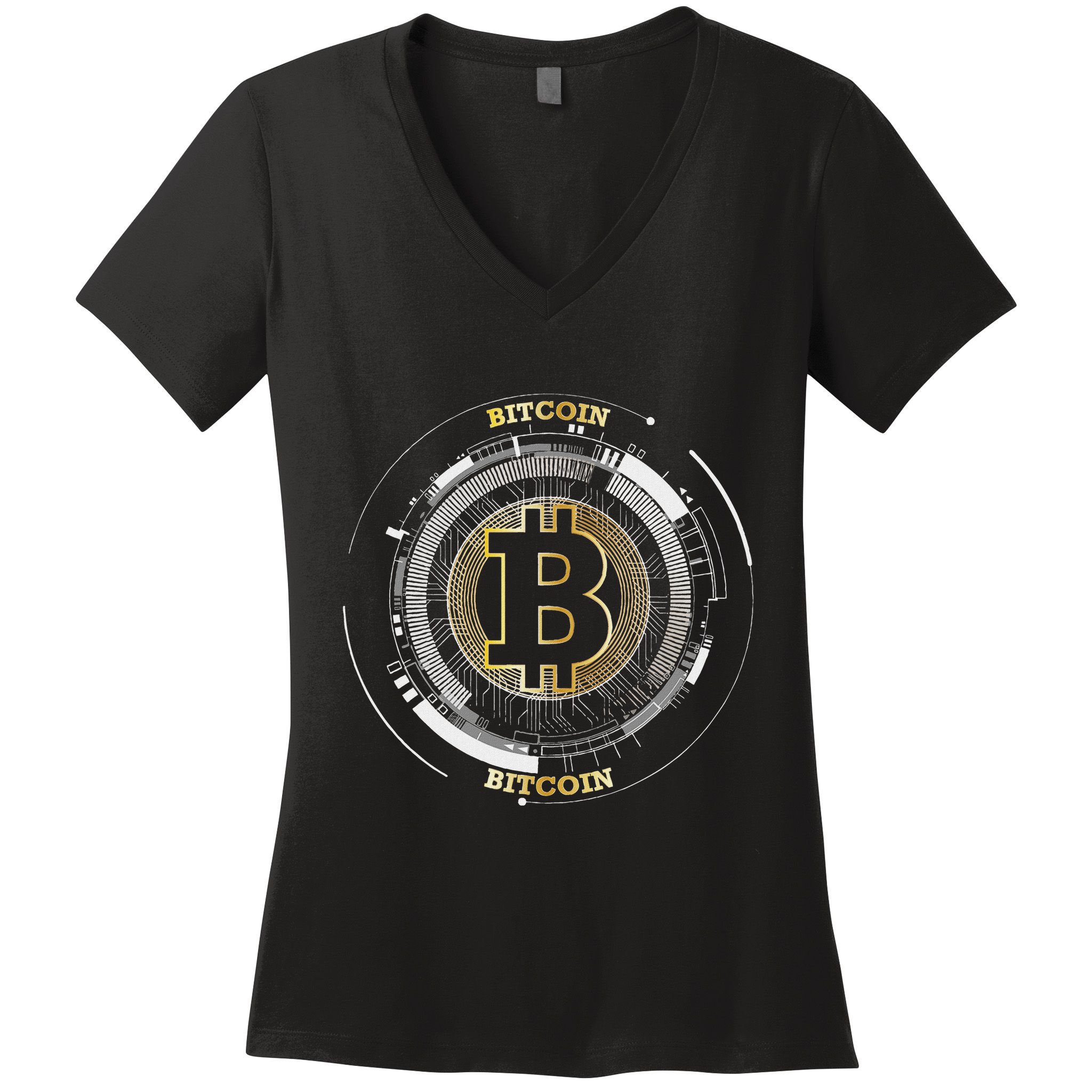Bitcoin Coin Btc Crypto Currency Traders Blockchain Miners Women's V-Neck T-Shirt