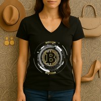 Bitcoin Coin Btc Crypto Currency Traders Blockchain Miners Women's V-Neck T-Shirt