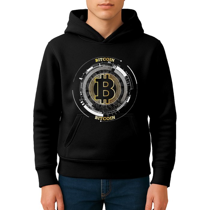 Bitcoin Coin Btc Crypto Currency Traders Blockchain Miners Kids Hoodie