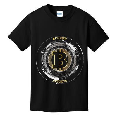Bitcoin Coin Btc Crypto Currency Traders Blockchain Miners Kids T-Shirt