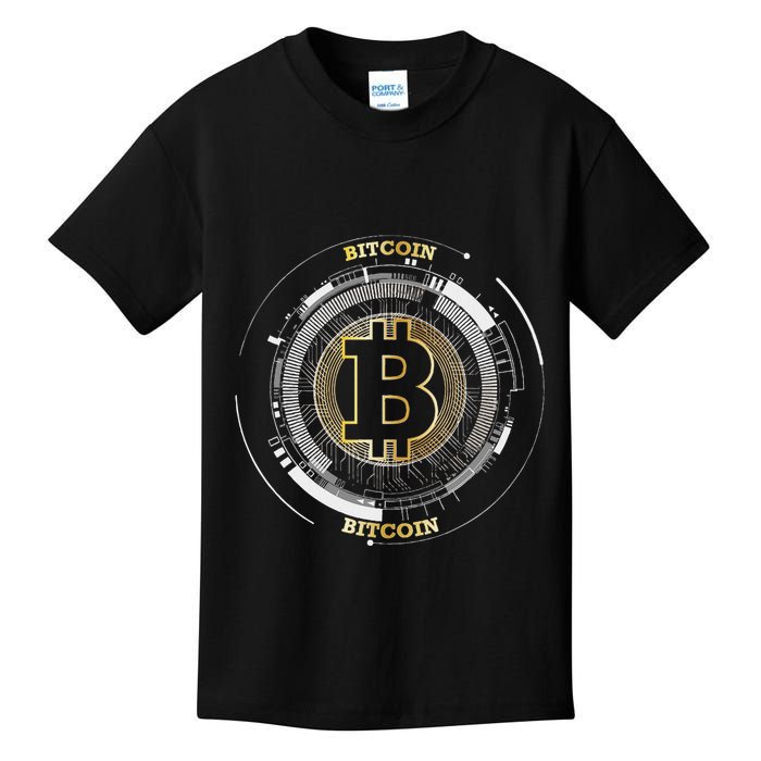 Bitcoin Coin Btc Crypto Currency Traders Blockchain Miners Kids T-Shirt