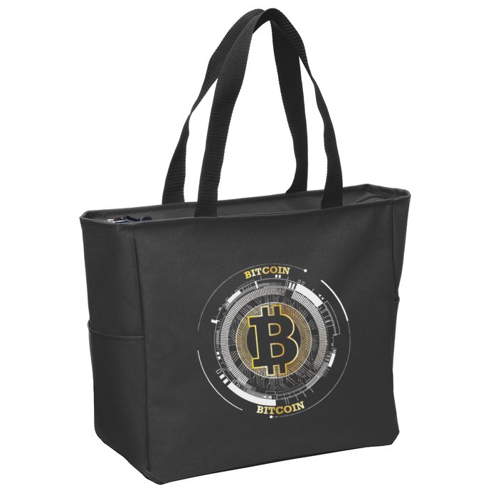 Bitcoin Coin Btc Crypto Currency Traders Blockchain Miners Zip Tote Bag