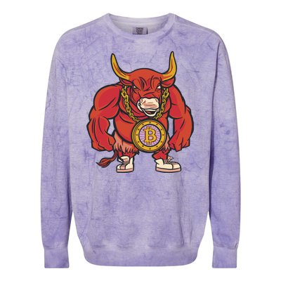 Bitcoin Chain Bull Colorblast Crewneck Sweatshirt