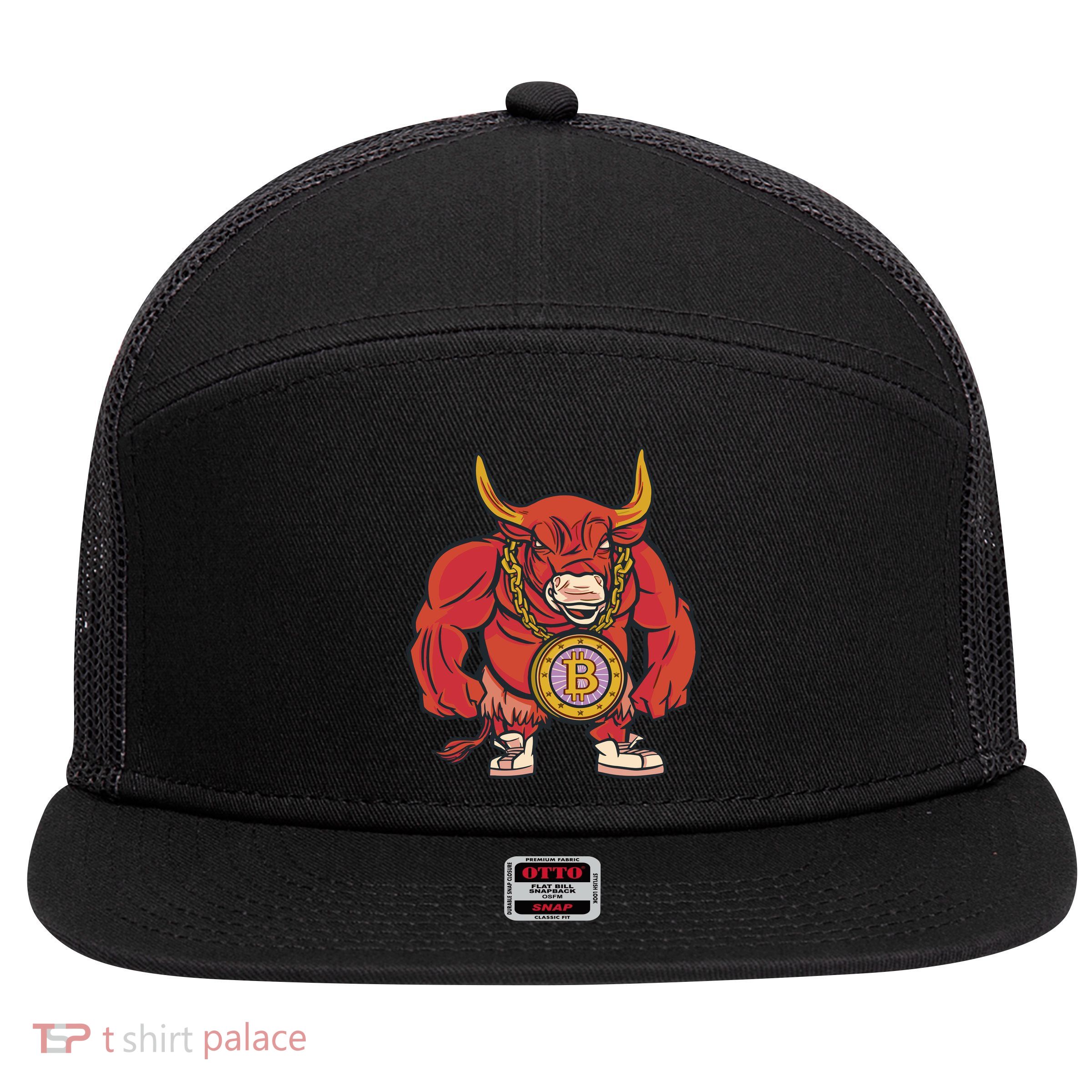 Bitcoin Chain Bull 7 Panel Mesh Trucker Snapback Hat