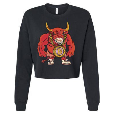 Bitcoin Chain Bull Cropped Pullover Crew