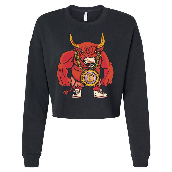 Bitcoin Chain Bull Cropped Pullover Crew