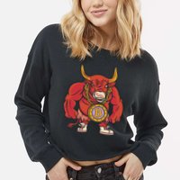Bitcoin Chain Bull Cropped Pullover Crew