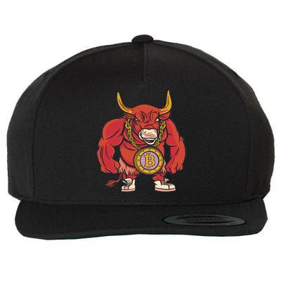 Bitcoin Chain Bull Wool Snapback Cap