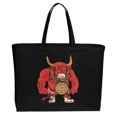 Bitcoin Chain Bull Cotton Canvas Jumbo Tote