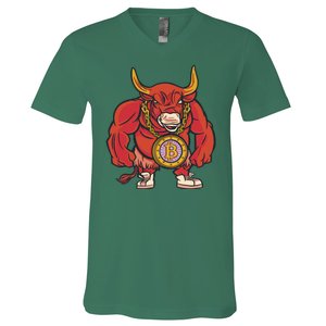 Bitcoin Chain Bull V-Neck T-Shirt