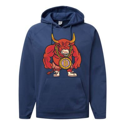 Bitcoin Chain Bull Performance Fleece Hoodie