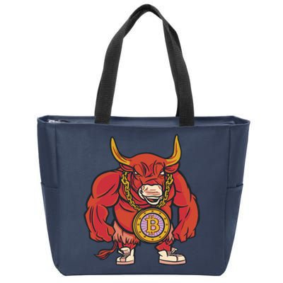 Bitcoin Chain Bull Zip Tote Bag