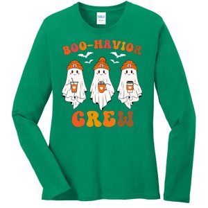 Boohavior Crew Behavior Analyst Halloween Aba Cute Ghost Funny Halloween Ladies Long Sleeve Shirt