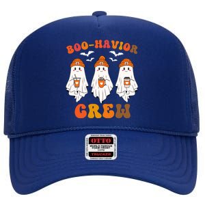 Boohavior Crew Behavior Analyst Halloween Aba Cute Ghost Funny Halloween High Crown Mesh Back Trucker Hat