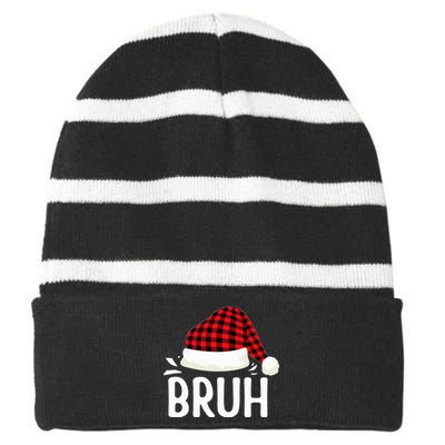 Bruh Christmas Striped Beanie with Solid Band