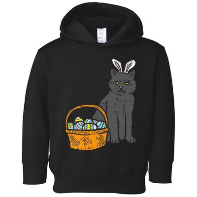 Black Cat Bunny Ears Eggs Basket Easter Pet Lover Gift Toddler Hoodie