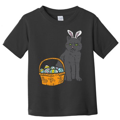 Black Cat Bunny Ears Eggs Basket Easter Pet Lover Gift Toddler T-Shirt