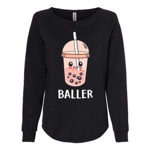 Baller Cat Boba Tea Bubble Tea Anime Kawaii Neko Strawberry Graphic Womens California Wash Sweatshirt