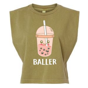 Baller Cat Boba Tea Bubble Tea Anime Kawaii Neko Strawberry Graphic Garment-Dyed Women's Muscle Tee