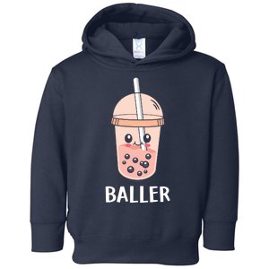 Baller Cat Boba Tea Bubble Tea Anime Kawaii Neko Strawberry Graphic Toddler Hoodie