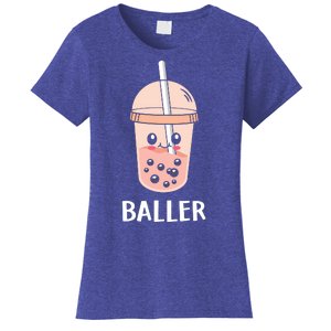 Baller Cat Boba Tea Bubble Tea Anime Kawaii Neko Strawberry Graphic Women's T-Shirt