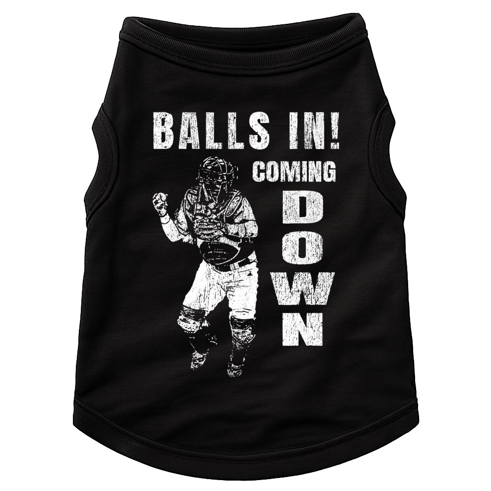 Baseball Catcher - Balls In - Coming Down - Baseball Doggie Tank