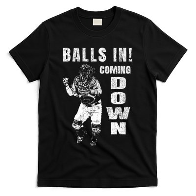 Baseball Catcher - Balls In - Coming Down - Baseball T-Shirt