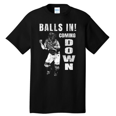 Baseball Catcher - Balls In - Coming Down - Baseball Tall T-Shirt