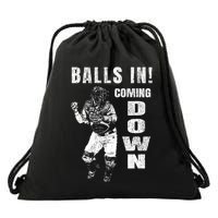 Baseball Catcher - Balls In - Coming Down - Baseball Drawstring Bag