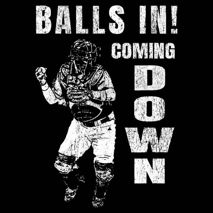 Baseball Catcher - Balls In - Coming Down - Baseball Drawstring Bag
