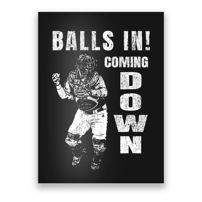 Baseball Catcher - Balls In - Coming Down - Baseball Poster