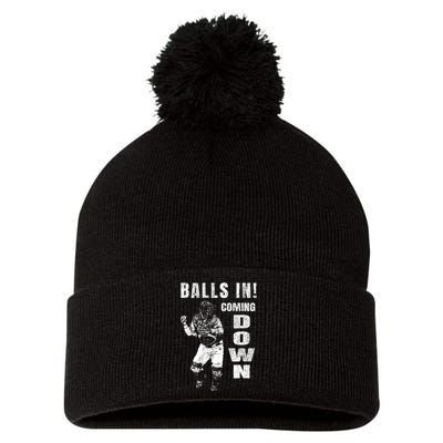 Baseball Catcher - Balls In - Coming Down - Baseball Pom Pom 12in Knit Beanie