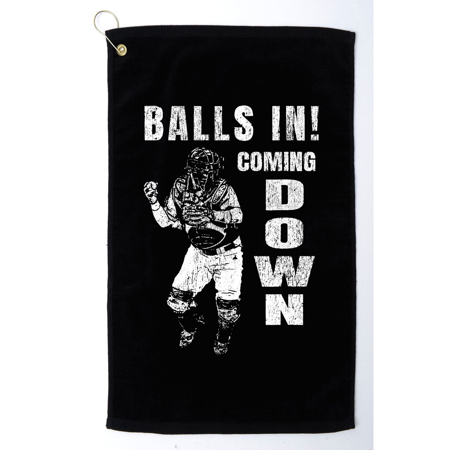 Baseball Catcher - Balls In - Coming Down - Baseball Golf Towel