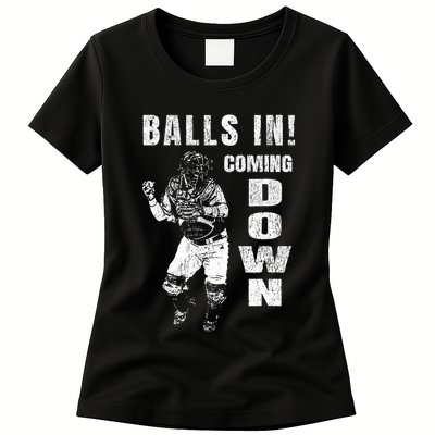 Baseball Catcher - Balls In - Coming Down - Baseball Womens T-Shirt