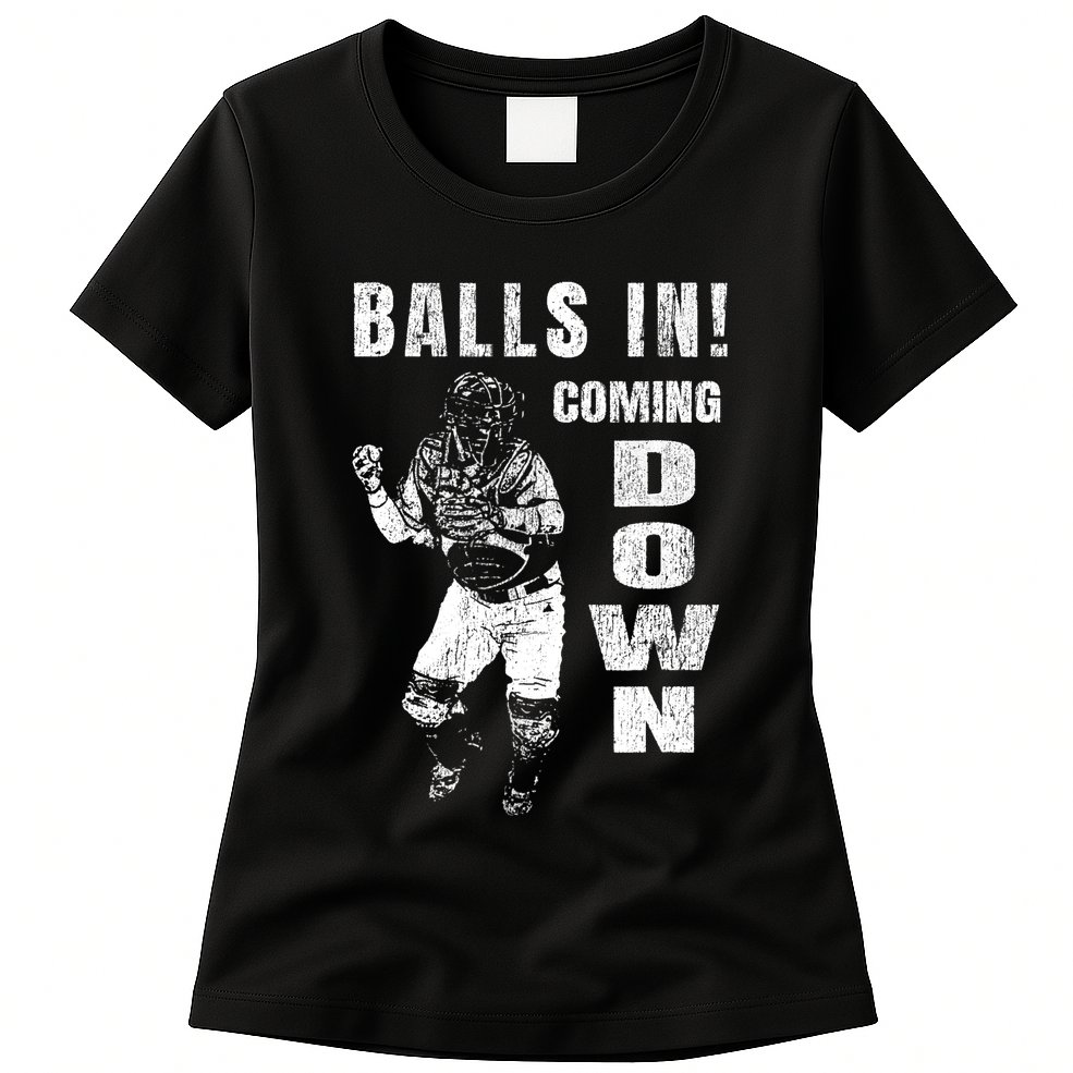 Baseball Catcher - Balls In - Coming Down - Baseball Womens T-Shirt