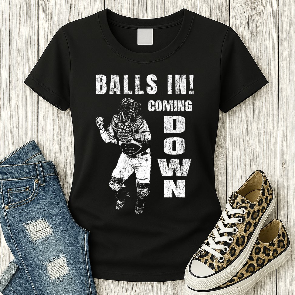 Baseball Catcher - Balls In - Coming Down - Baseball Womens T-Shirt